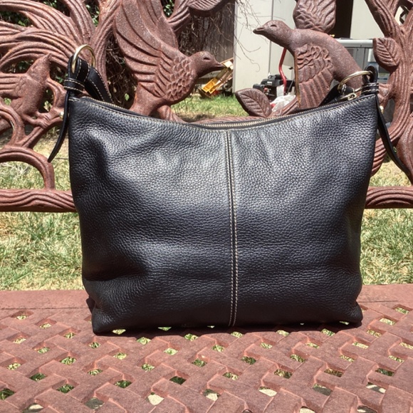 Dooney & Bourke Mary Black Butter Soft Pebble Leather Boho Hobo Bag - Picture 5 of 9